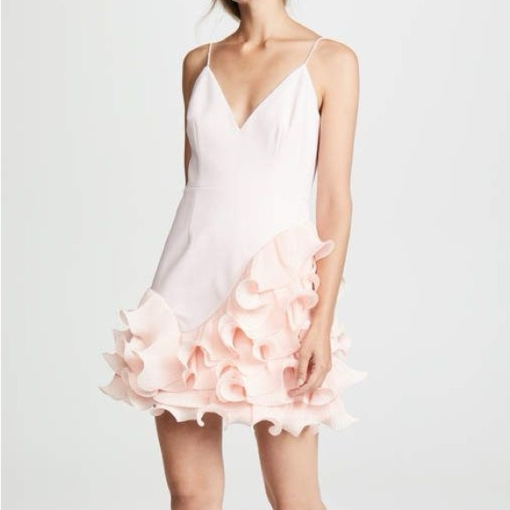 Pink frill mini dress